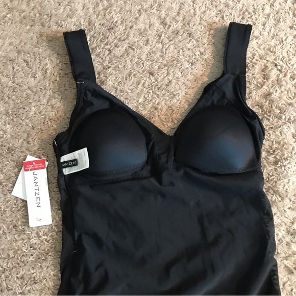 NEW Jantzen Women's Draped Solids Surplice 1-pc Swimsuit Black Size 10 M Modest - Picture 13 of 16